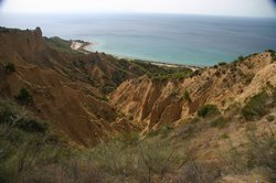 Looking down at Anzac Cove with the Sphinx on the left. These were the cliffs the Allies advanced up