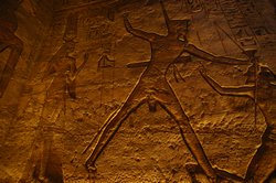 Ornate decorations inside the Temple of Hathor and Nefertari