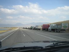 Another queue of trucks that we drive straight to the front