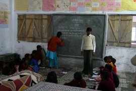 Reading and writing lesson at Udaan residential school