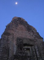 The moon shines bright above Pre Rup