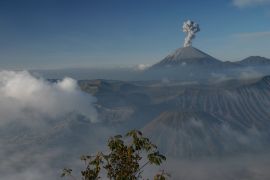 The landscape of Bromo with Semeru in the background