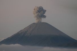Mount Semeru belching a cloud of ash