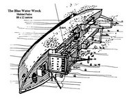 A drawing of the Blue Water Wreck as she now lies
