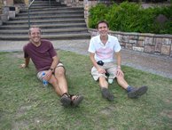 Rich and Alex have a well earned rest after climbing Mt. Cootha